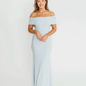 Worth Collective Monroe Off-Shoulder Light Blue Maxi Dress - Women